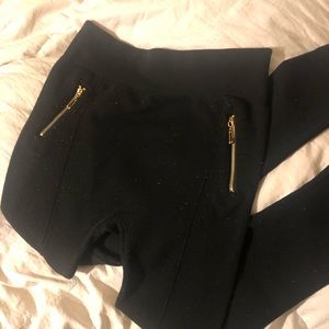 High waisted leggings black zipper medium \ large